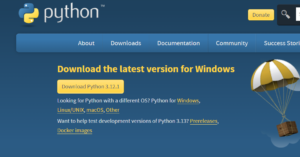 Página de downloads do Python.org para instalar python no windows